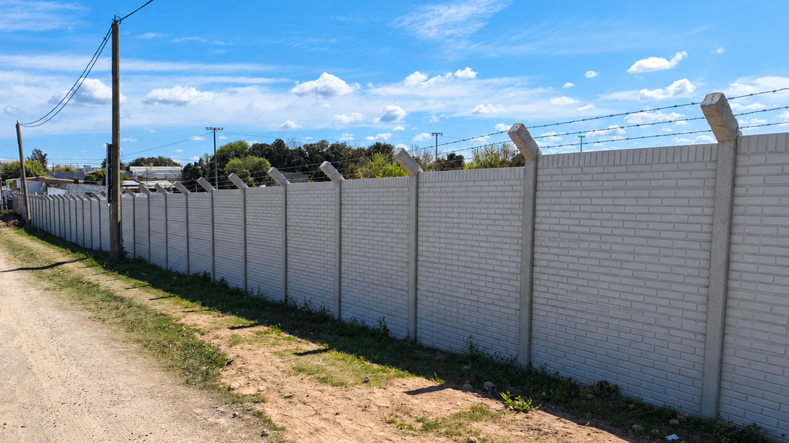 Complejo Deportivo Fray Bentos - alambre de púa sobre columnas olímpicas